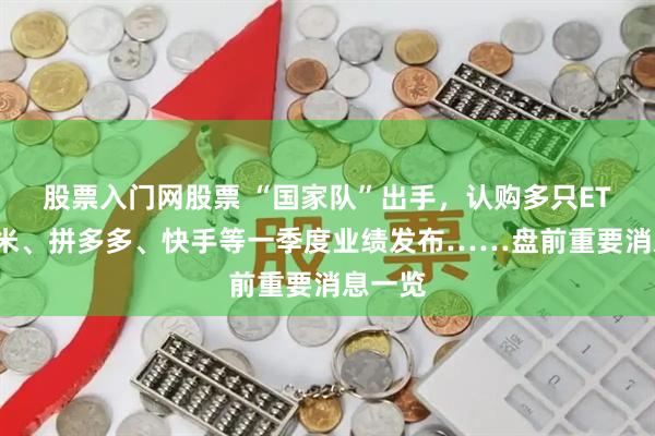 股票入门网股票 “国家队”出手，认购多只ETF；小米、拼多多、快手等一季度业绩发布……盘前重要消息一览